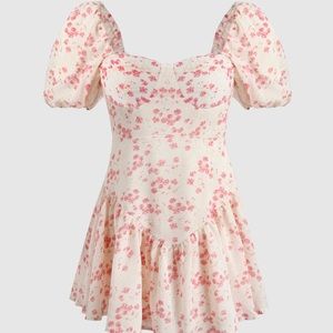 CIDER FLORAL PUFF-SLEEVE MINI DRESS